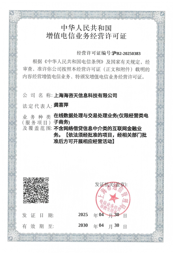 增值电信业务经营许可证